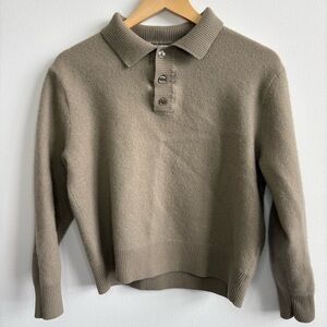 Zara Soft Cozy Knit Wool Blend Collared Sweater Sz Large